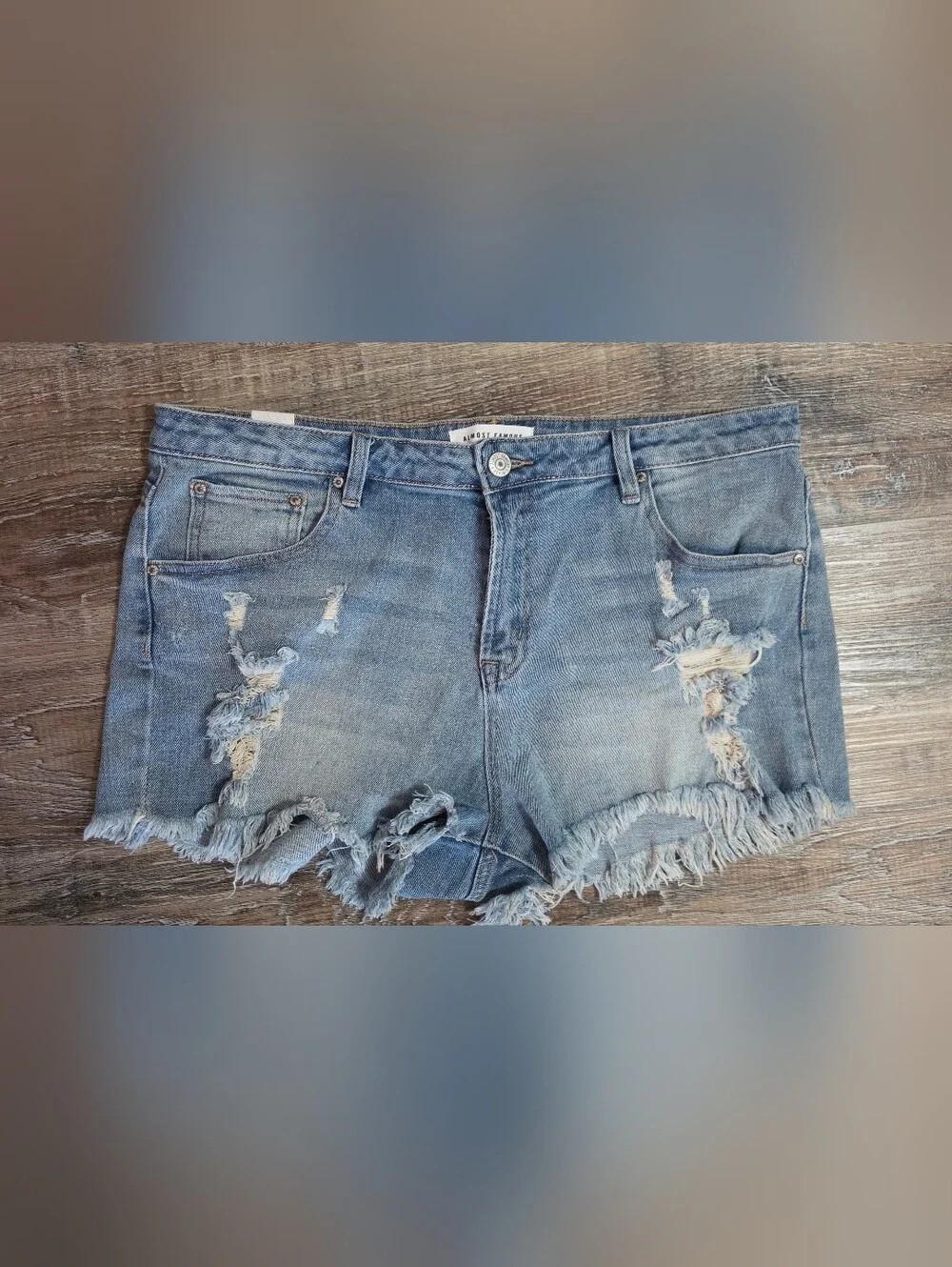 Almost Famous Light Blue Distressed Denim Cutoff Shorts